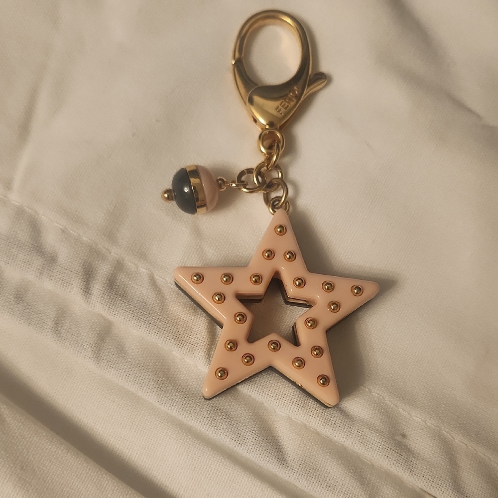 Fendi Gold and Pink Star Bag Charm